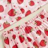 imageKuriozud Toddler Baby Kids Satin Pajamas Short Sleeve Button Down 2 Piece Pajama Set Little Girl Sleepwear Summer PajamasA Strawberryred