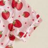 imageKuriozud Toddler Baby Kids Satin Pajamas Short Sleeve Button Down 2 Piece Pajama Set Little Girl Sleepwear Summer PajamasA Strawberryred