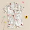 imageKuriozud Toddler Baby Kids Satin Pajamas Short Sleeve Button Down 2 Piece Pajama Set Little Girl Sleepwear Summer PajamasB Bowchampagne