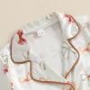 imageKuriozud Toddler Baby Kids Satin Pajamas Short Sleeve Button Down 2 Piece Pajama Set Little Girl Sleepwear Summer PajamasB Bowchampagne