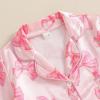 imageKuriozud Toddler Baby Kids Satin Pajamas Short Sleeve Button Down 2 Piece Pajama Set Little Girl Sleepwear Summer PajamasB Bowmulticolor