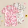 imageKuriozud Toddler Baby Kids Satin Pajamas Short Sleeve Button Down 2 Piece Pajama Set Little Girl Sleepwear Summer PajamasB Bowmulticolor
