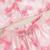 imageKuriozud Toddler Baby Kids Satin Pajamas Short Sleeve Button Down 2 Piece Pajama Set Little Girl Sleepwear Summer PajamasB Bowmulticolor