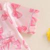imageKuriozud Toddler Baby Kids Satin Pajamas Short Sleeve Button Down 2 Piece Pajama Set Little Girl Sleepwear Summer PajamasB Bowmulticolor