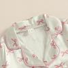 imageKuriozud Toddler Baby Kids Satin Pajamas Short Sleeve Button Down 2 Piece Pajama Set Little Girl Sleepwear Summer PajamasB Bowpink