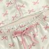 imageKuriozud Toddler Baby Kids Satin Pajamas Short Sleeve Button Down 2 Piece Pajama Set Little Girl Sleepwear Summer PajamasB Bowpink