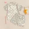 imageKuriozud Toddler Baby Kids Satin Pajamas Short Sleeve Button Down 2 Piece Pajama Set Little Girl Sleepwear Summer PajamasB Bowpink