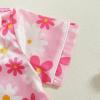 imageKuriozud Toddler Baby Kids Satin Pajamas Short Sleeve Button Down 2 Piece Pajama Set Little Girl Sleepwear Summer PajamasFloral Pink