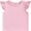 imageKuriozud Toddler Baby Girl Flutter Sleeve Top Ruffle T Shirt Cotton Tee Solid Color Basic Tops ClothesPink