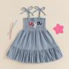 imageKuriozud 4th of July Toddler Girl Outfit Fourth of July USA Spaghetti Strap Dress Kids Little Girl Independence Day ClothesBlue Usa