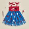 imageKuriozud 4th of July Toddler Girl Outfit Fourth of July USA Spaghetti Strap Dress Kids Little Girl Independence Day ClothesRed Blue Usa