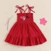 imageKuriozud 4th of July Toddler Girl Outfit Fourth of July USA Spaghetti Strap Dress Kids Little Girl Independence Day ClothesRed Usa