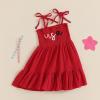 imageKuriozud 4th of July Toddler Girl Outfit Fourth of July USA Spaghetti Strap Dress Kids Little Girl Independence Day ClothesRed Usa