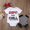 imageKuriozud Baby Girl ESPN and Chill with My Daddy Bodysuit and Socks Outfit with Headband Newborn Infant 3Pcs SetWhite