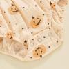 imageKuriozud Baby Girl Halloween OutfitsLinen Pumpkin Onesie Long Sleeve Ruffle Romper Bow Headband Newborn Infant Fall ClothesApricot