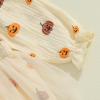 imageKuriozud Baby Girl Halloween OutfitsLinen Pumpkin Onesie Long Sleeve Ruffle Romper Bow Headband Newborn Infant Fall ClothesApricot B