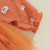 imageKuriozud Baby Girl Halloween OutfitsLinen Pumpkin Onesie Long Sleeve Ruffle Romper Bow Headband Newborn Infant Fall ClothesOrange