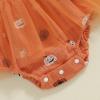 imageKuriozud Baby Girl Halloween OutfitsLinen Pumpkin Onesie Long Sleeve Ruffle Romper Bow Headband Newborn Infant Fall ClothesOrange