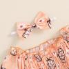 imageKuriozud Baby Girl Halloween OutfitsLinen Pumpkin Onesie Long Sleeve Ruffle Romper Bow Headband Newborn Infant Fall ClothesOrange Pink