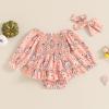 imageKuriozud Baby Girl Halloween OutfitsLinen Pumpkin Onesie Long Sleeve Ruffle Romper Bow Headband Newborn Infant Fall ClothesOrange Pink a