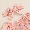 imageKuriozud Baby Girl Halloween OutfitsLinen Pumpkin Onesie Long Sleeve Ruffle Romper Bow Headband Newborn Infant Fall ClothesOrange Pink a