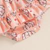 imageKuriozud Baby Girl Halloween OutfitsLinen Pumpkin Onesie Long Sleeve Ruffle Romper Bow Headband Newborn Infant Fall ClothesOrange Pink a