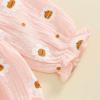 imageKuriozud Baby Girl Halloween OutfitsLinen Pumpkin Onesie Long Sleeve Ruffle Romper Bow Headband Newborn Infant Fall ClothesPink