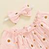 imageKuriozud Baby Girl Halloween OutfitsLinen Pumpkin Onesie Long Sleeve Ruffle Romper Bow Headband Newborn Infant Fall ClothesPink