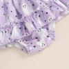 imageKuriozud Baby Girl Halloween OutfitsLinen Pumpkin Onesie Long Sleeve Ruffle Romper Bow Headband Newborn Infant Fall ClothesPurple