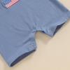 imageKuriozud Newborn Baby Boy Girl 4th of July Outfit American Flag Embroidery Short Sleeve Romper Jumpsuit Spring Summer ClothesAmerican Flag Blue