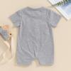 imageKuriozud Newborn Baby Boy Girl 4th of July Outfit American Flag Embroidery Short Sleeve Romper Jumpsuit Spring Summer ClothesAmerican Flag Grey
