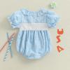 imageKuriozud Newborn Baby Girl 4th of July Outfit American Flag Bubble Romper Jumpsuit Infant Girl Fourth of July Summer ClothesIce Cream Plaid Blue