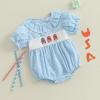 imageKuriozud Newborn Baby Girl 4th of July Outfit American Flag Bubble Romper Jumpsuit Infant Girl Fourth of July Summer ClothesIce Cream Plaid Blue