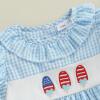 imageKuriozud Newborn Baby Girl 4th of July Outfit American Flag Bubble Romper Jumpsuit Infant Girl Fourth of July Summer ClothesIce Cream Plaid Blue