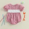 imageKuriozud Newborn Baby Girl 4th of July Outfit American Flag Bubble Romper Jumpsuit Infant Girl Fourth of July Summer ClothesIce Cream Plaid Red