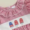 imageKuriozud Newborn Baby Girl 4th of July Outfit American Flag Bubble Romper Jumpsuit Infant Girl Fourth of July Summer ClothesIce Cream Plaid Red