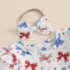 imageKuriozud Newborn Baby Girl 4th of July Outfit American Flag Bubble Romper Jumpsuit Infant Girl Fourth of July Summer ClothesRed White and Blue Bow