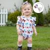 imageKuriozud Newborn Baby Girl 4th of July Outfit American Flag Bubble Romper Jumpsuit Infant Girl Fourth of July Summer ClothesRed White and Blue Bow