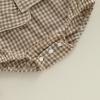 imageKuriozud Newborn Baby Girl Clothes Bow Bubble Romper Short Sleeve Jumpsuit Cute Baby Girl Outfit Summer ClothingPlaid Khaki
