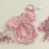 imageKuriozud Newborn Baby Girl Clothes Bow Bubble Romper Short Sleeve Jumpsuit Cute Baby Girl Outfit Summer ClothingPlaid Pink