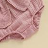 imageKuriozud Newborn Baby Girl Clothes Bow Bubble Romper Short Sleeve Jumpsuit Cute Baby Girl Outfit Summer ClothingSolid Pink
