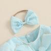 imageKuriozud Newborn Baby Girl Clothes Bow Bubble Romper Short Sleeve Jumpsuit Cute Baby Girl Outfit Summer ClothingStriped Blue
