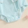 imageKuriozud Newborn Baby Girl Clothes Bow Bubble Romper Short Sleeve Jumpsuit Cute Baby Girl Outfit Summer ClothingStriped Blue