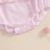 imageKuriozud Newborn Baby Girl Clothes Bow Bubble Romper Short Sleeve Jumpsuit Cute Baby Girl Outfit Summer ClothingStriped Pink
