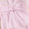 imageKuriozud Newborn Baby Girl Clothes Bow Bubble Romper Short Sleeve Jumpsuit Cute Baby Girl Outfit Summer ClothingStriped Pink