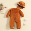 imageKuriozud Toddler Baby Gingerbread Man Rompers Casual Long Sleeve Footed Jumpsuit and Cute Hat for Newborn Girl BoyBrown