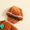imageKuriozud Toddler Baby Gingerbread Man Rompers Casual Long Sleeve Footed Jumpsuit and Cute Hat for Newborn Girl BoyBrown