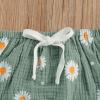 imageKuriozud Toddler Baby Girl Ruffle Vest Halter Top  Shorts with Bowknot 2 Piece Summer OutfitsDaisy Green