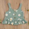 imageKuriozud Toddler Baby Girl Ruffle Vest Halter Top  Shorts with Bowknot 2 Piece Summer OutfitsDaisy Green