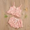 imageKuriozud Toddler Baby Girl Ruffle Vest Halter Top  Shorts with Bowknot 2 Piece Summer OutfitsDaisy Pink